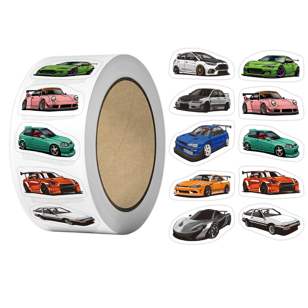 Car Accessories Under 500 - 500枚 ミニスポーツカーステッカー 子供用 交通機関ステッカー 男の子用 DIY装飾ギフト包装