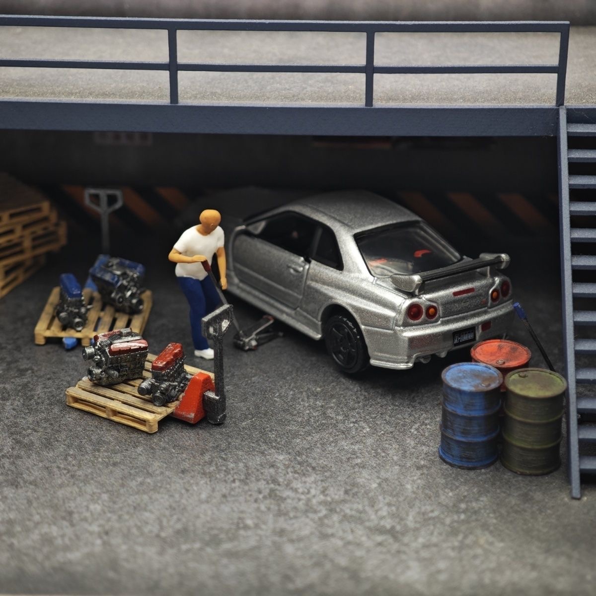 1:64 車模型修理工場シーン装飾、ジャッキ、ミニフィギュア - Car Accessories For Decoration のレビューと価格