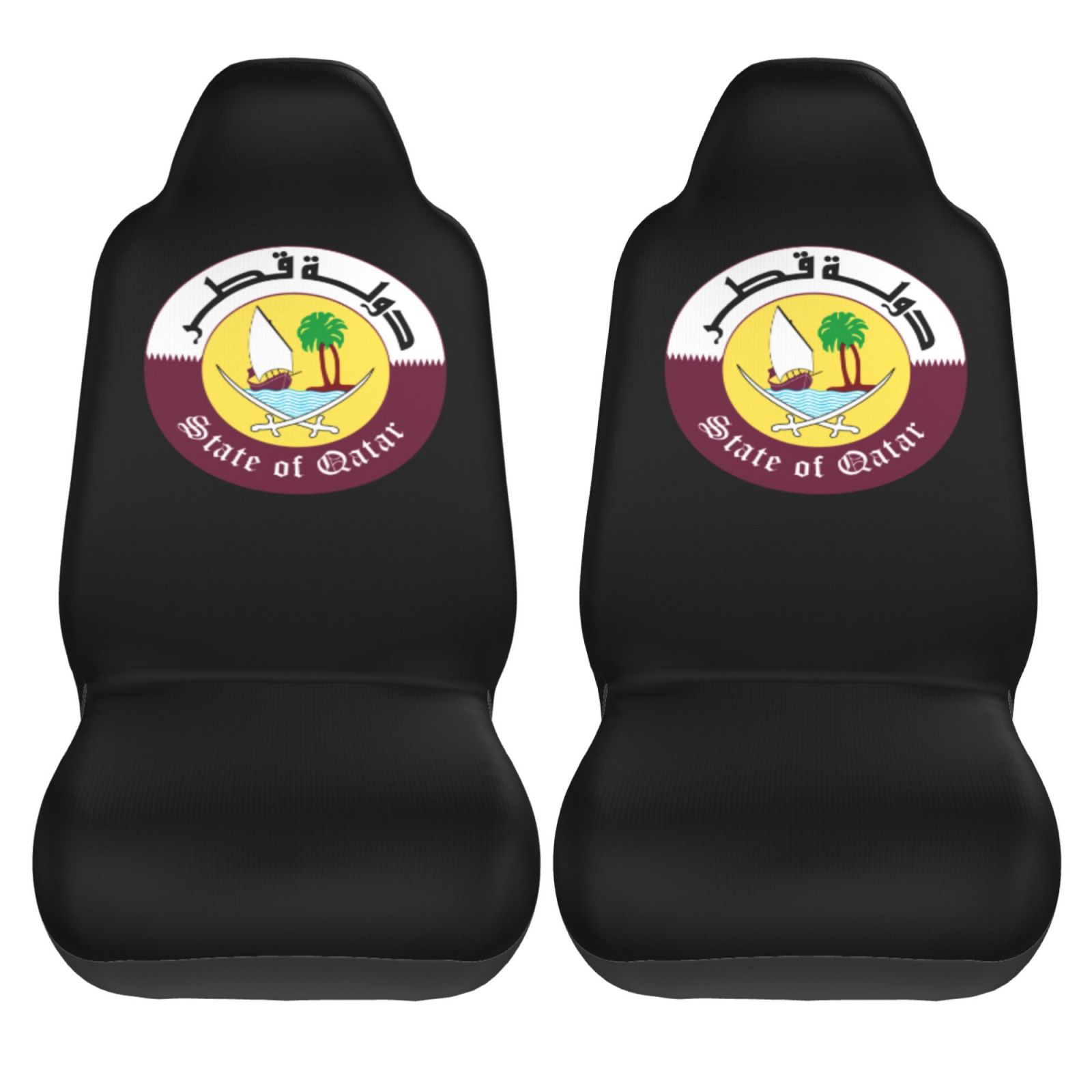 カタール国章パターンカーシートカバー 2 個フロントシートプ - Car Accessories Qatar のレビューと価格